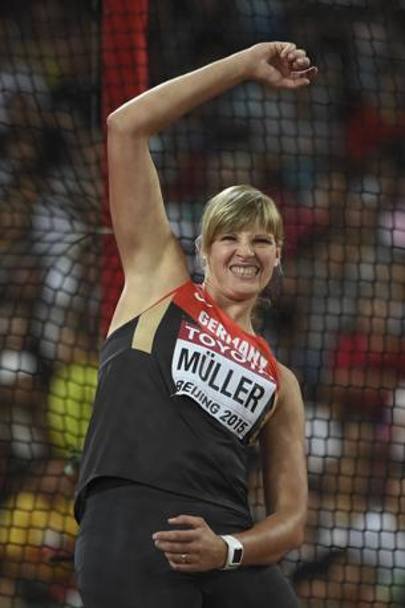 La tedesca Nadine Muller, bronzo nel disco. 